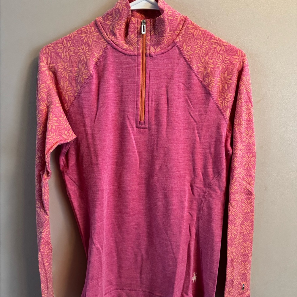 Pink and Orange Quarter-Zip Marino Base Layer